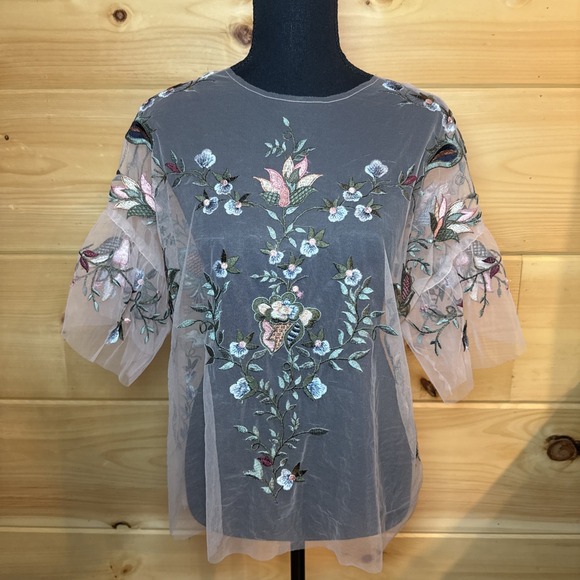 Zara Tops - Zara Top  Womens M Sheer Floral Boho Whimsical Cottagecore Romantic Fairycore